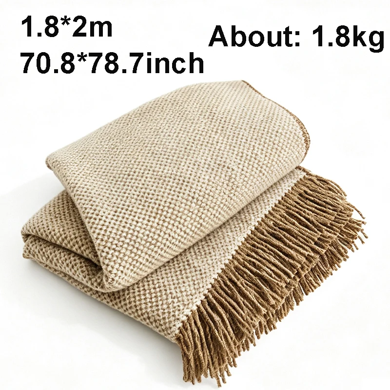 100% Wool Blanket 1.5*2/1.8*2m Warm Comforter Nap Fleece Blankets For Couch Sofa Bedding Camping Pure Wool Tassel Shawl Blanket