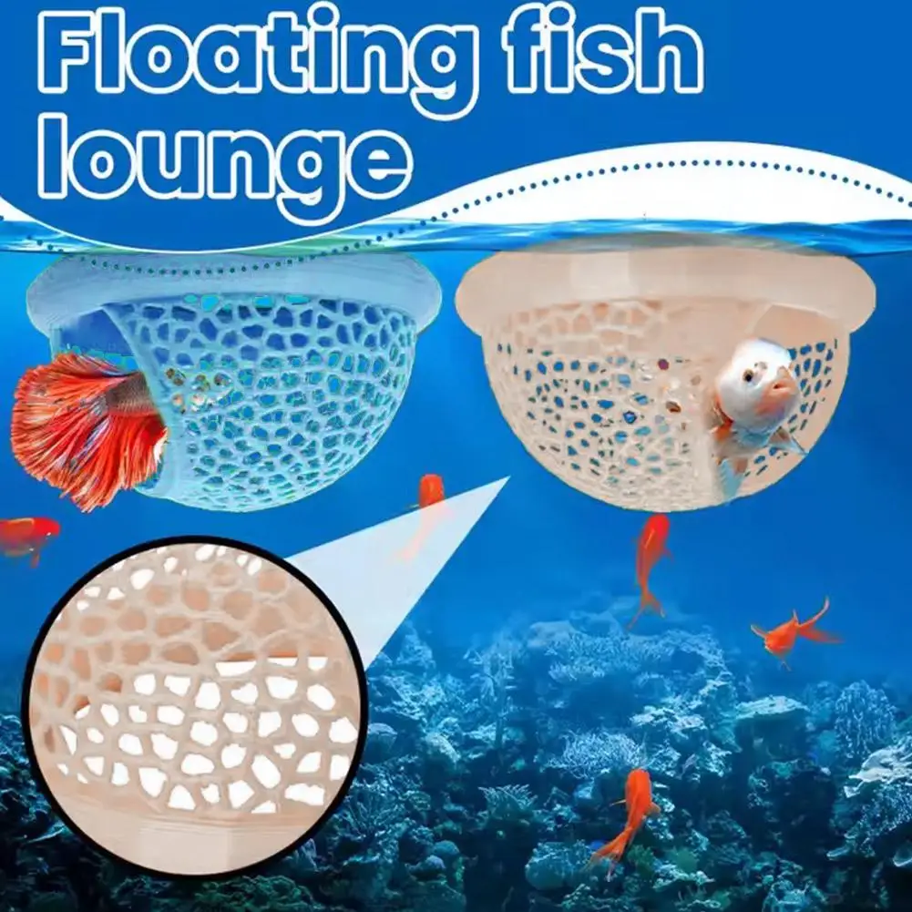 Nueva Cueva Flotante para Acuario, Escondite para Peces y Camarones, 3 en 1: Hamaca, Anillo de Alimentación y Punto de Descanso para Betta y Pequeños Animales Acuáticos