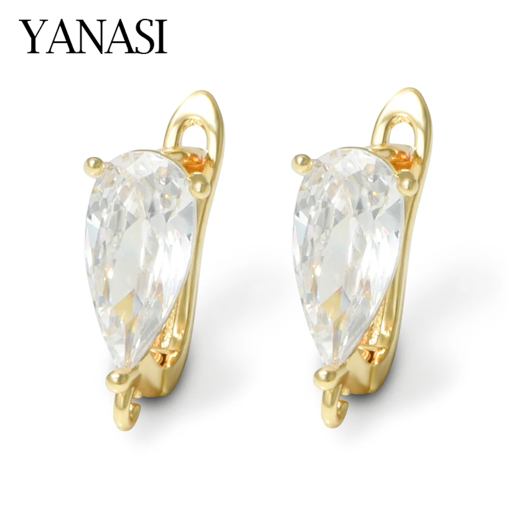 YANASI NUEVOS Ganchos para Pendientes de Latón Chapado en Oro de 18K, Ganchos de Lágrima de Cristal para Fabricación de Joyería y Accesorios