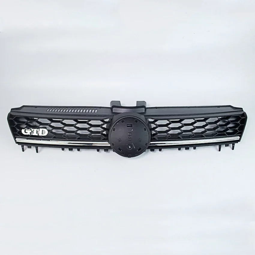 Car Front Grille Center Grill Honeycomb Mesh Redline Silver Grille Trim Cover For Volkswagen Golf7 MK7 2014 2015 2016 Auto Parts