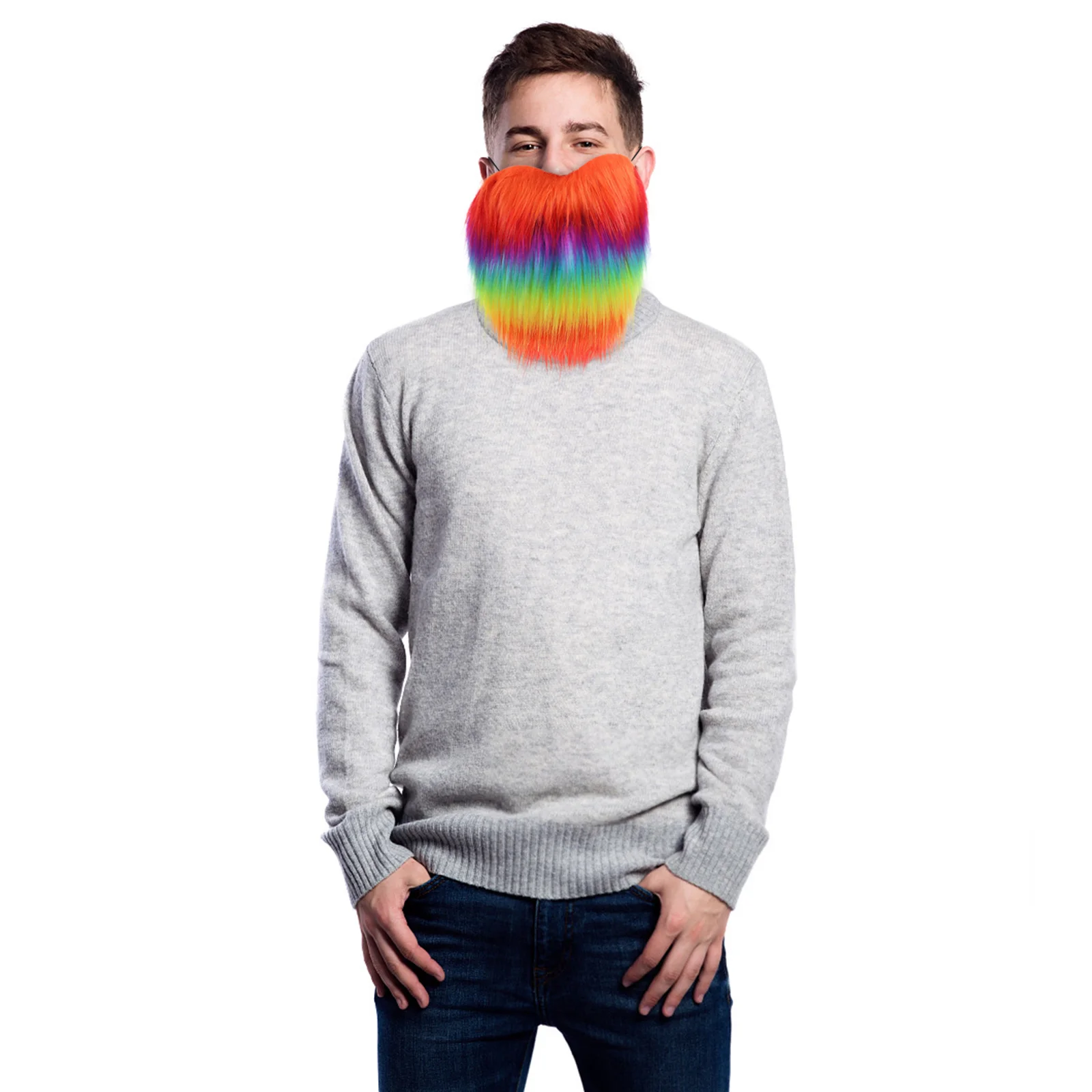 1pc Fake Rainbow Beard Cosplay Prop Lifelike Mustache For Party Costume Celebration Masquerade Stage Performance Accessory