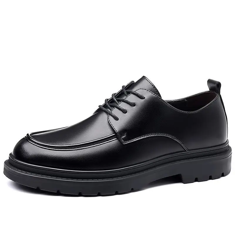 British Style Men's Shoes Small Leather Shoes Men's Business Formal Wear Casual Soft Bottom Black Driving Slip-on Shoes