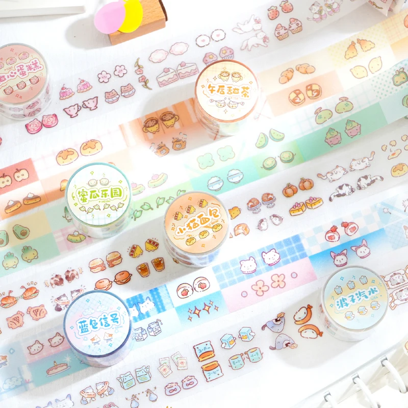 Journal GO 3x200cm Kawai Printing PET Tape Lovely Cartoon Masking Tape Scrapbooking Collage Junk Journal Card Craft Making