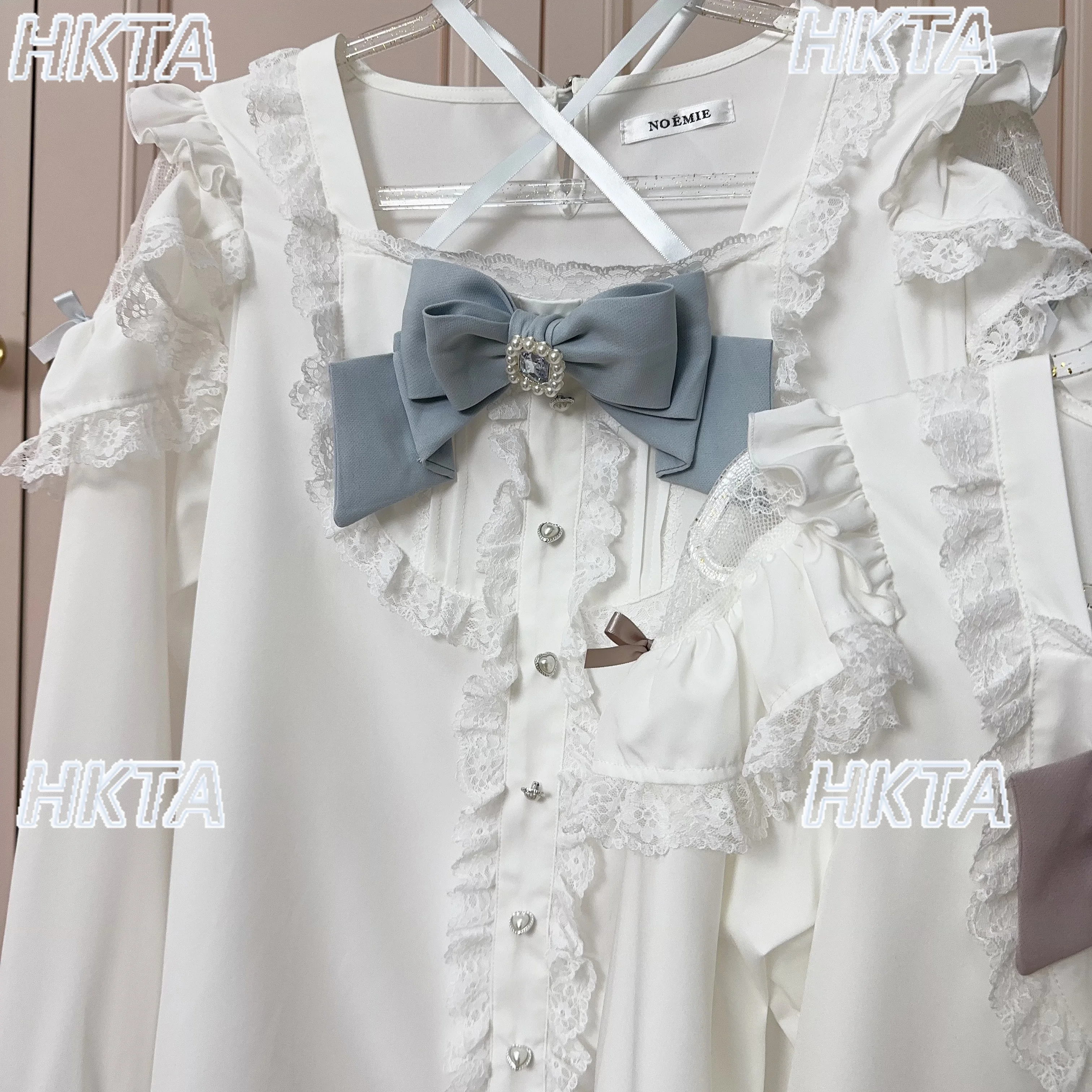 Japonês doce outono bonito lolita camisa outono gola quadrada manga longa renda costura fora do ombro amor arco blusa branca feminina