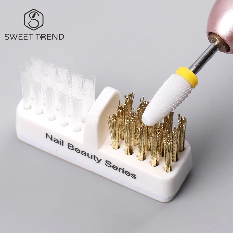 1pc Electric Nail Grinding Head Cleaning Brush Portable Manicure Drills Bits Cleanser Dual Copper Wire Brush Clean Tool Supplies