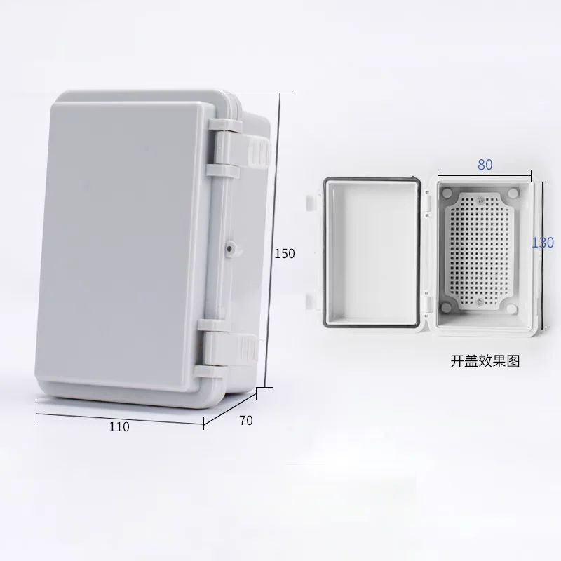 150x100x70mm Outdoor Electrical Plastic Enclosure Transparent Clear Lid Hinged Door Mounting Plate Waterproof Junction Box