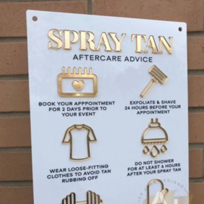 Spray Tan Aftercare Advice Acrylic A3 Wall Sign Beauty Sign Business Spa Salon Beuty Studio Room Decor