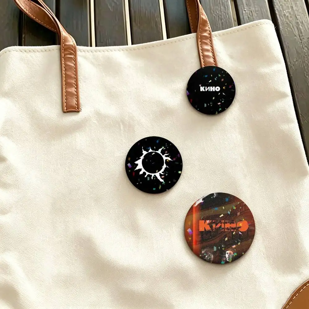 C-Classic Russian Rock Band Kino  25mm 32mm 44mm 58mm 75mm Brooches Badges Pins for Accessories Gift