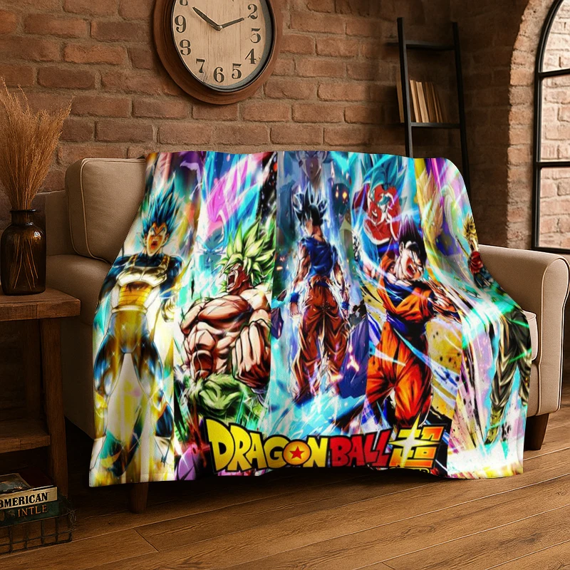 Cartoon D-Dragon Ball Anime Game Flannel Blanket Soft Warm Throw Blanket for Bedroom Living Room Bed Travel Camping Picnic Kid
