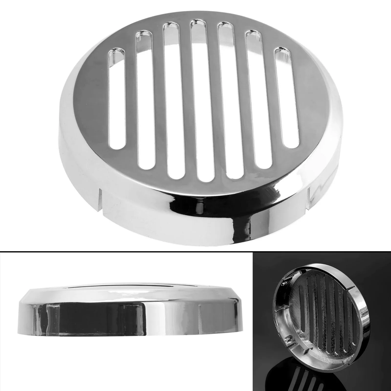 Motorcycle Chrome Round Slotted Grille Horn Cover for Honda Cruiser Bikes Shadow VT 1100 VTX 1300 C and VTX 1800 C Sabre Aero