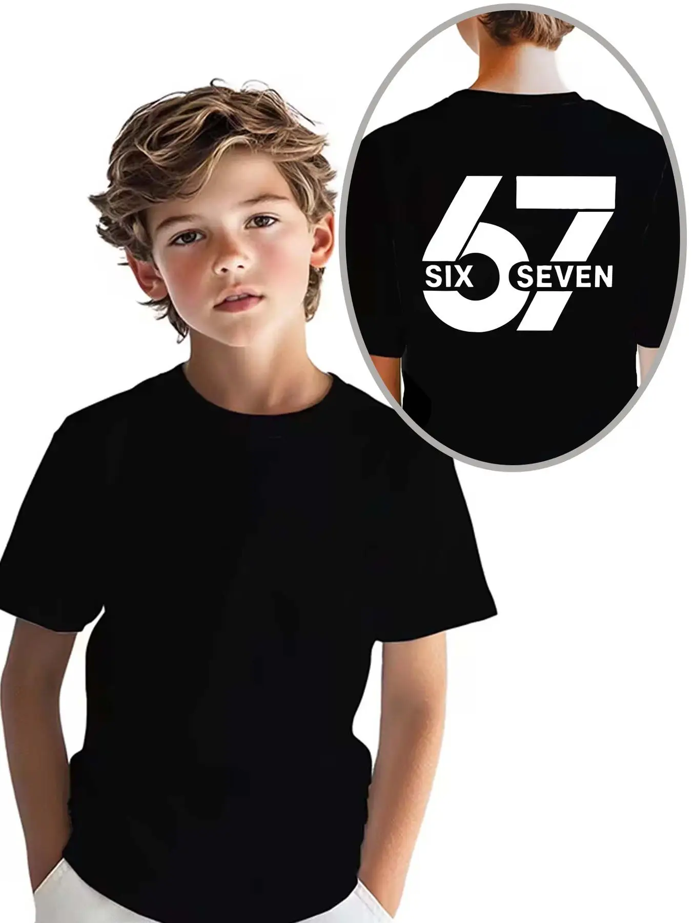 Kurzarm-T-Shirt für Jungen und Mädchen mit Muster auf der Rückseite, 1-teiliges lässiges Sport-Kurzarm-T-Shirt für Jungen, trendige Marken-Sportbekleidung für Teenager und Kinder, personalisiertes