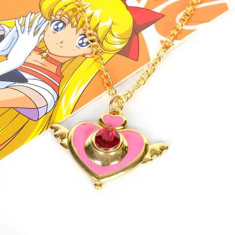 LLavero de cristal de luna de Anime, varita amorosa, COLLAR COLGANTE de dibujos animados de Cosplay, accesorios de joyería para niñas, accesorios lindos