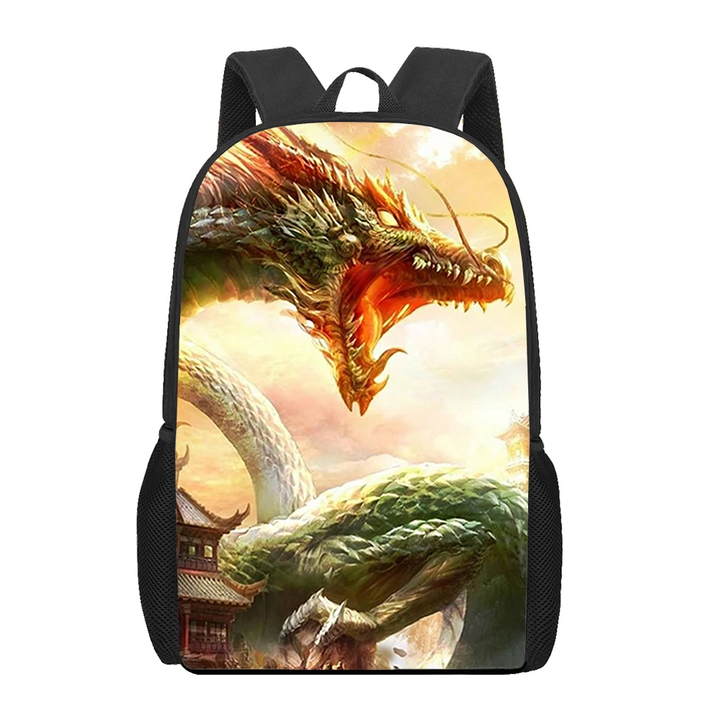 

Loong CHINA Chinese dragon 3D Printed Book Bag Men 16 Inch Backpack For Teen Boys Kindergarten Bagpack Children Mochila