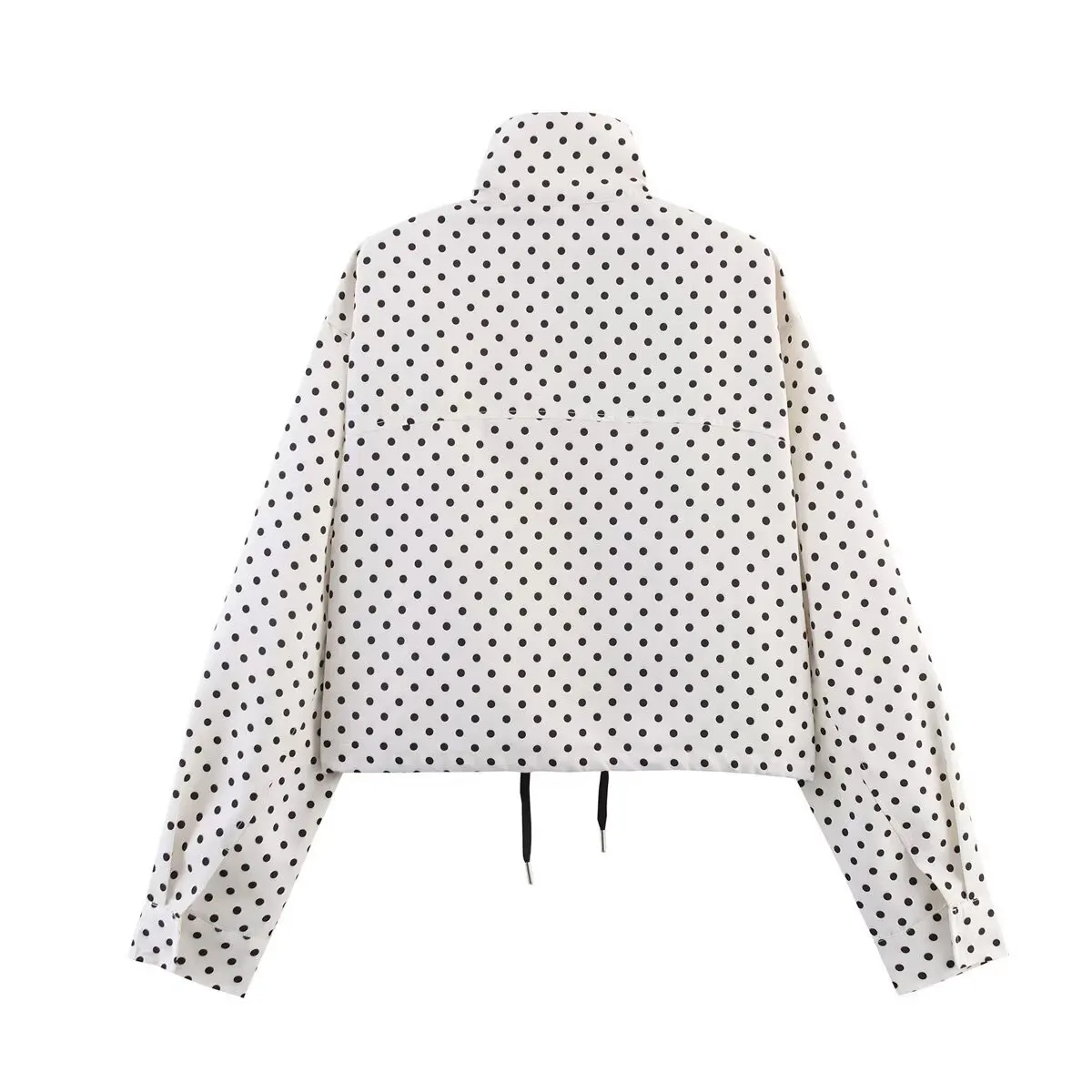 HH Weibliche Herbst Mode Polka Dot Gedruckt Set Lange Ärmel Rollkragen Kordelzug Jacke + A-line Shorts frauen Vintage Anzug – Detail 23