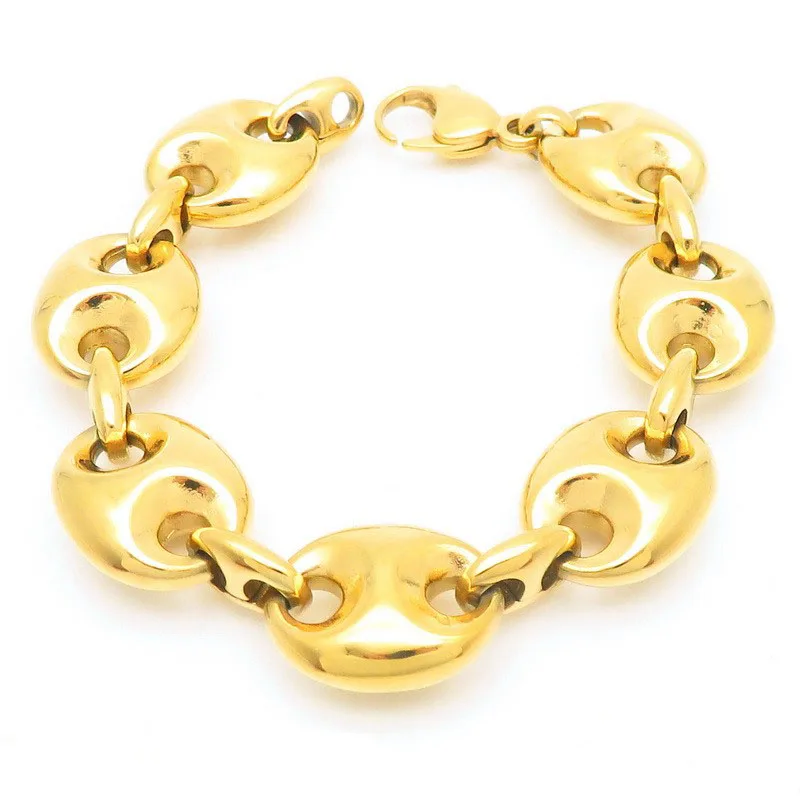 Kalen New Larger Coffee Beans Chain Necklace Shiny Stainless Steel Bracelet Party Jewelry Women‘s Choker Rock Street Accessory
