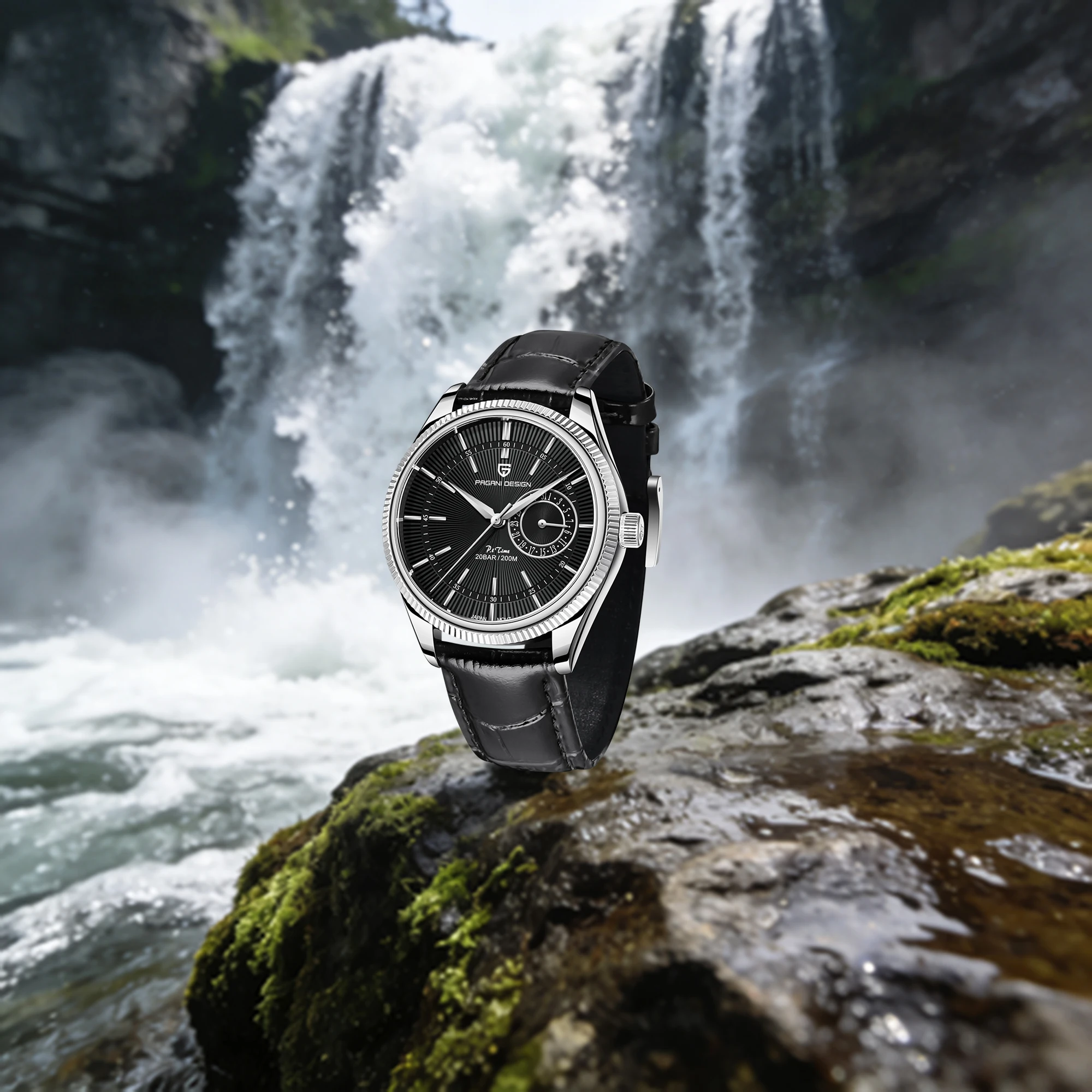 PAGANI DESIGN Elite Luxury Men's Quartz Watch Business All-Match Leather Strap Sapphire Glass Mirror Calendar 20Bar Diving Watch