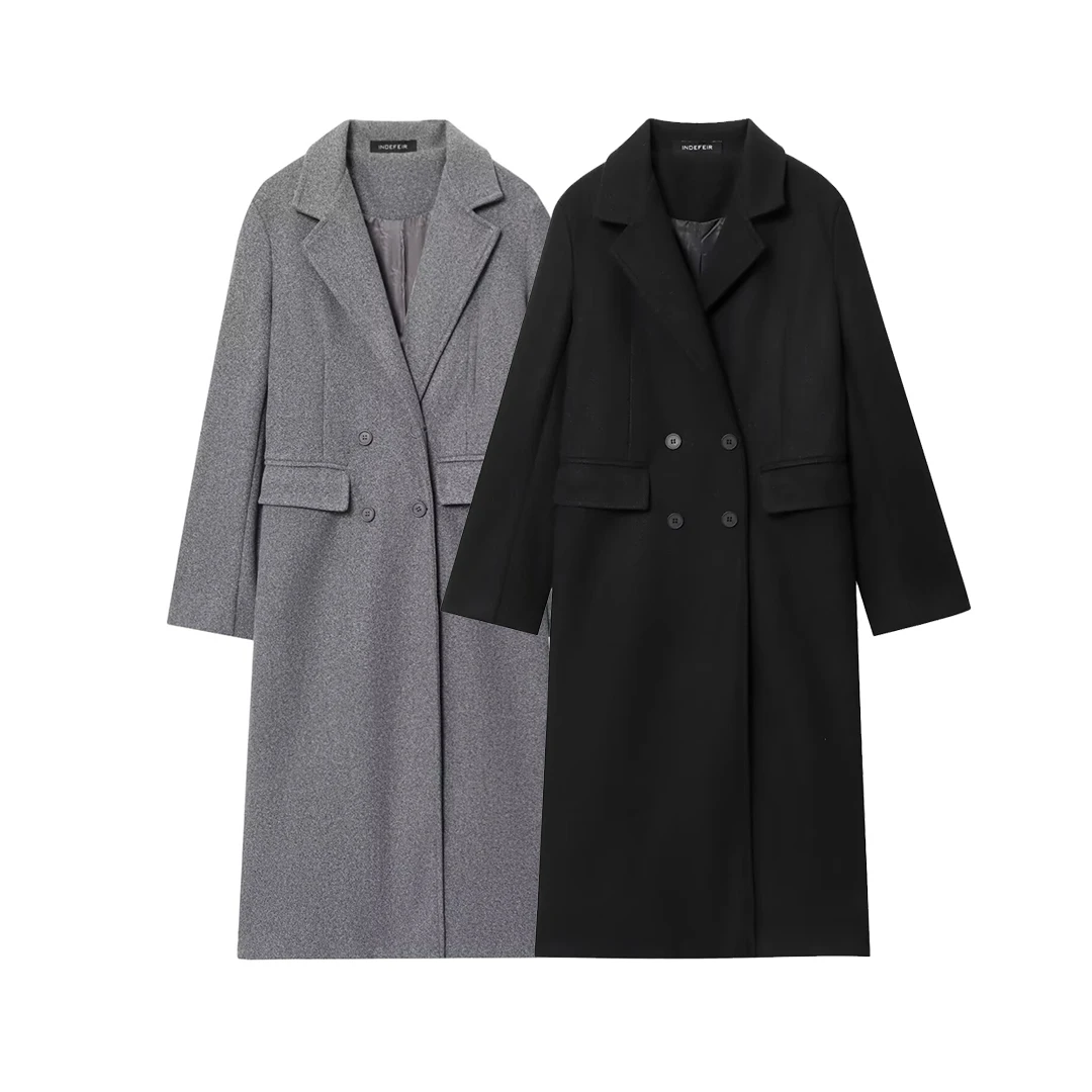 KASLEAD Cappotto sciolto in fibra mista Faionable Nuovo Street Sle da donna Lunghezza midi Chiusura a bottone singolo Colore poliestere