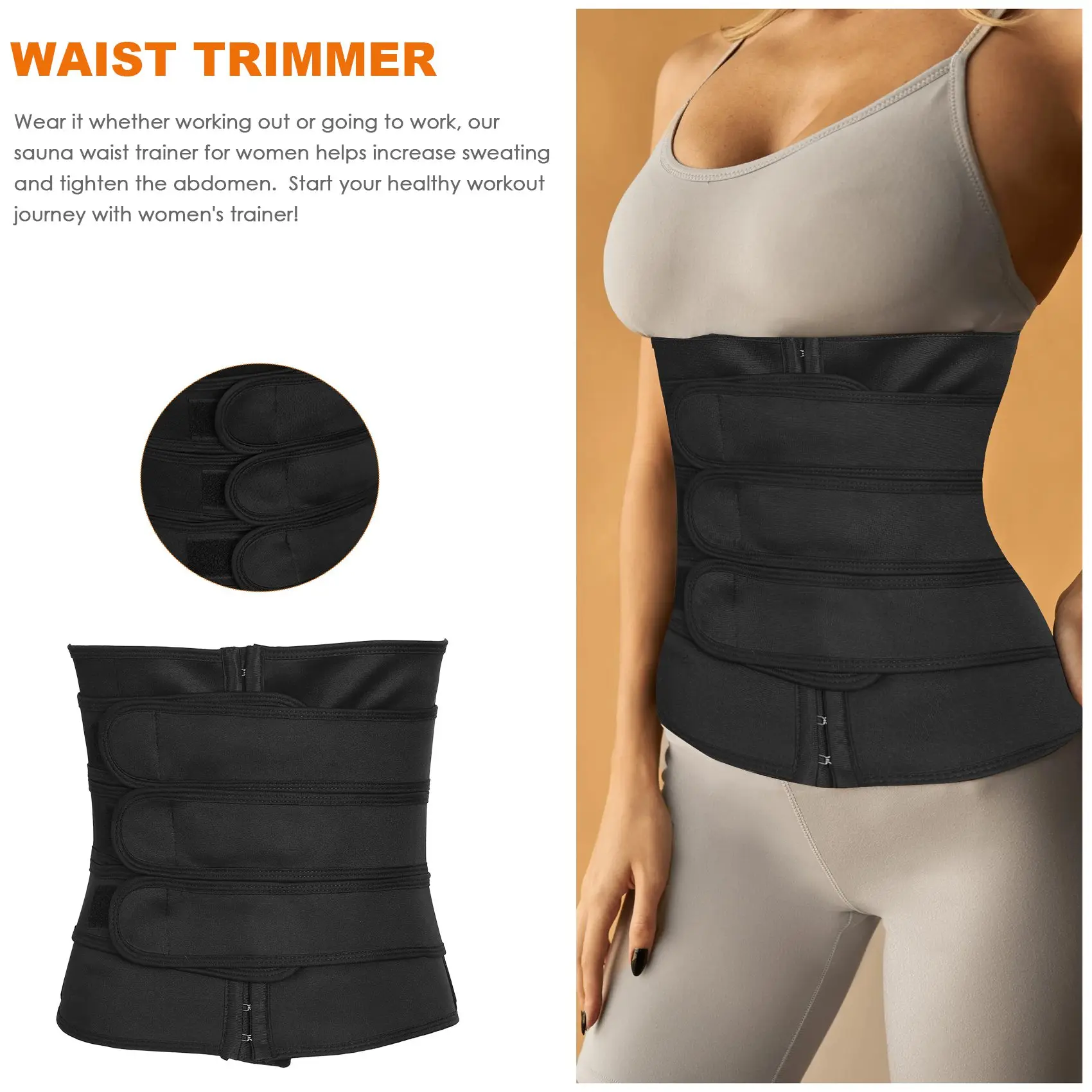

Waist Trainer Sauna Waist Trainer Waist Trimmer Corset Sweat Belt For Weight Loss Fitness Back Support Workout Sport
