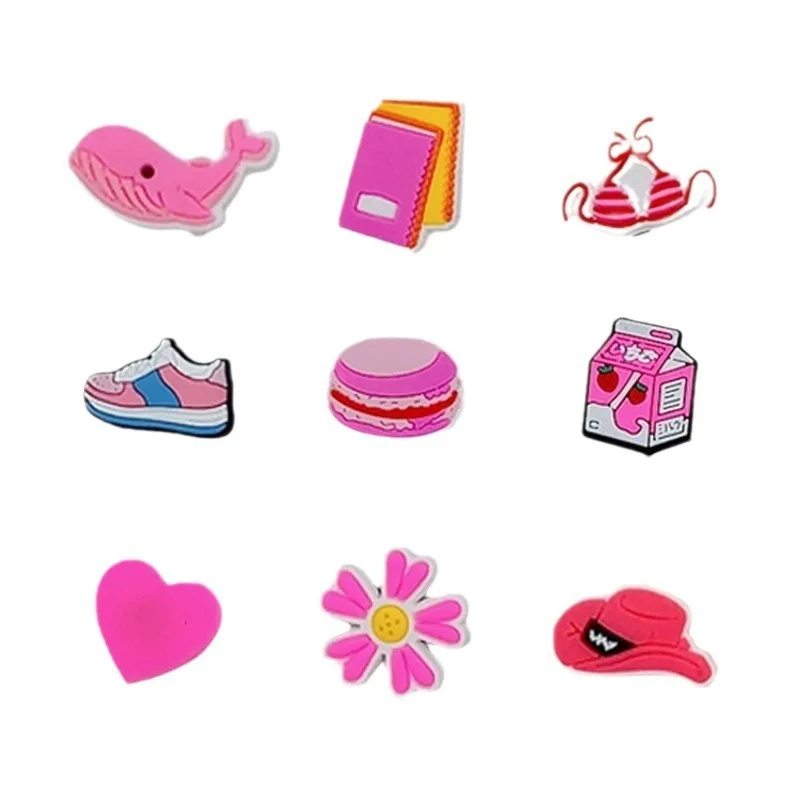 31pcs Pink Valentine Shoe Charms Set For Clogs Bogg Bag Bubble Slides Sandals, PVC Shoe Decorations Beach Bag Accessories Gift image 5