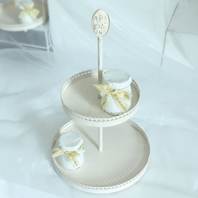 European style retro white dessert table ornaments Forest style wedding decoration props Tea break display rack Cake tray