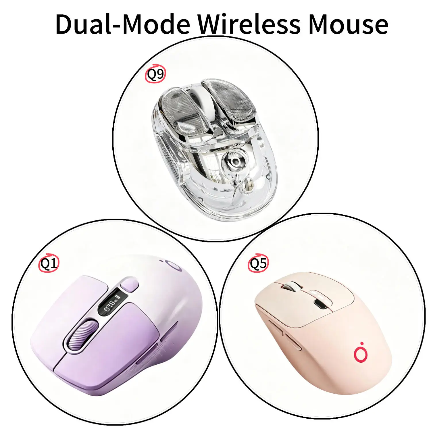 Dual-Mode 2.4G+Bluetooth Wireless Mouse Rechargeable Ergonomic Slient Click Various Optical Mice for PC Laptop Gaming Office