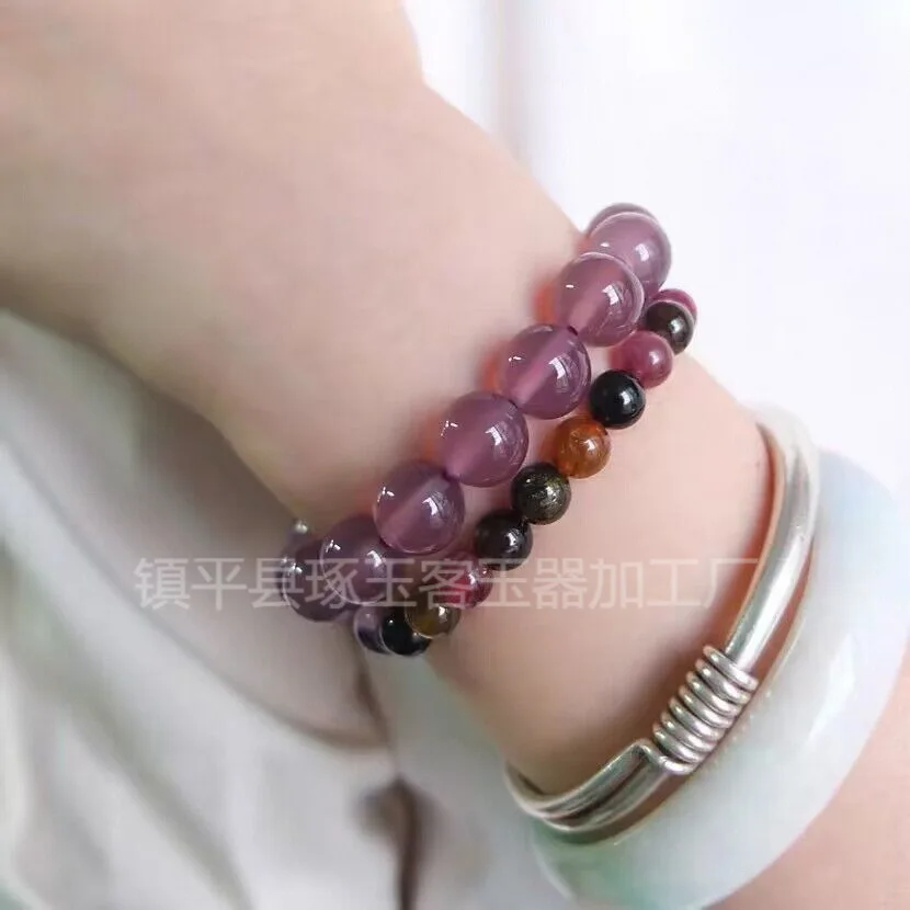 Natural Brazilian Emperor Purple Jadeite Bracelet Raw Mineral Ice Transparent Smoke Purple Agate Buddha Bead Jade Jewelry 3