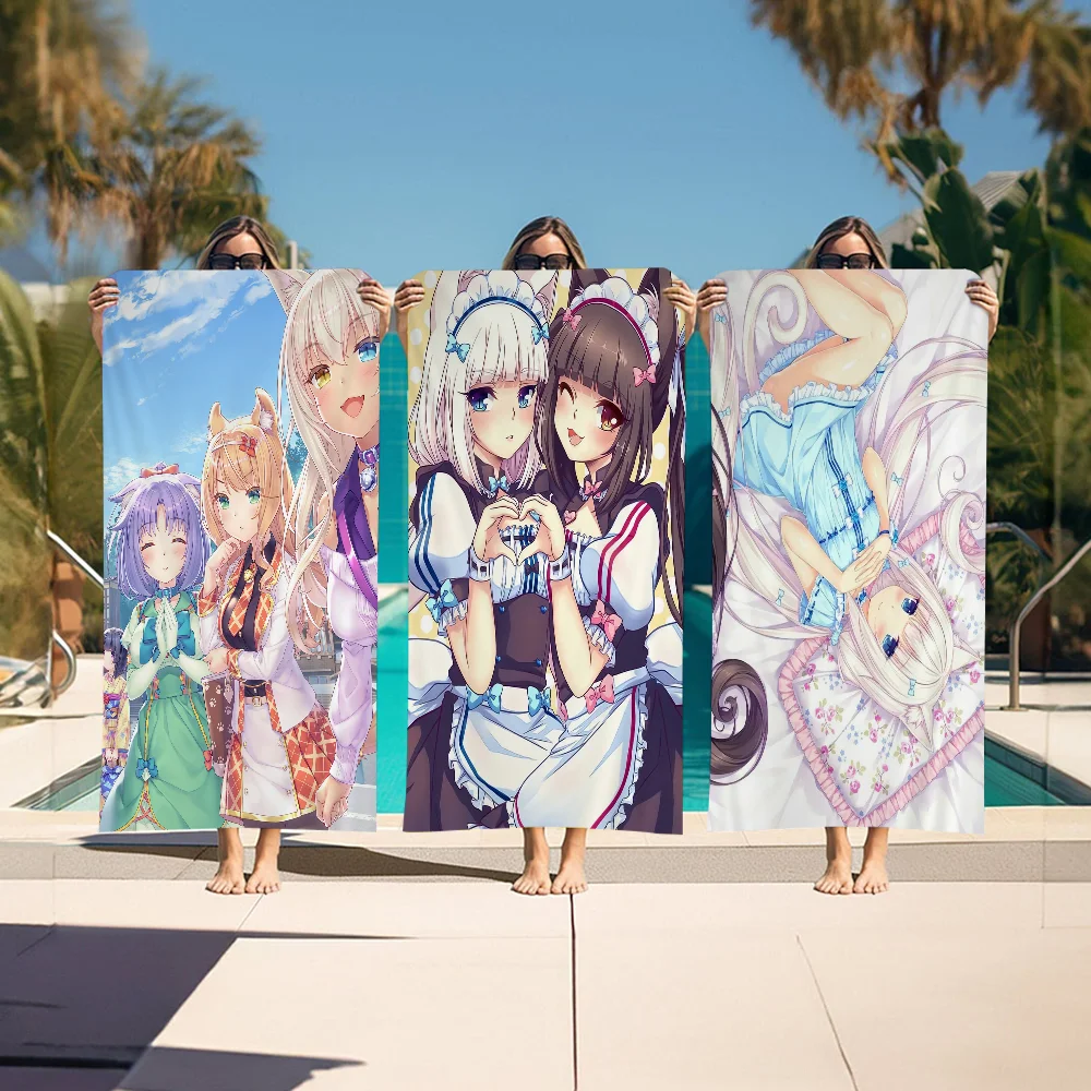 

Anime Nekopara Movie Beach Towels Shower Towel Sauna Travel Spa Microfiber Quick Dry Gym Accessories Cute Room Decor