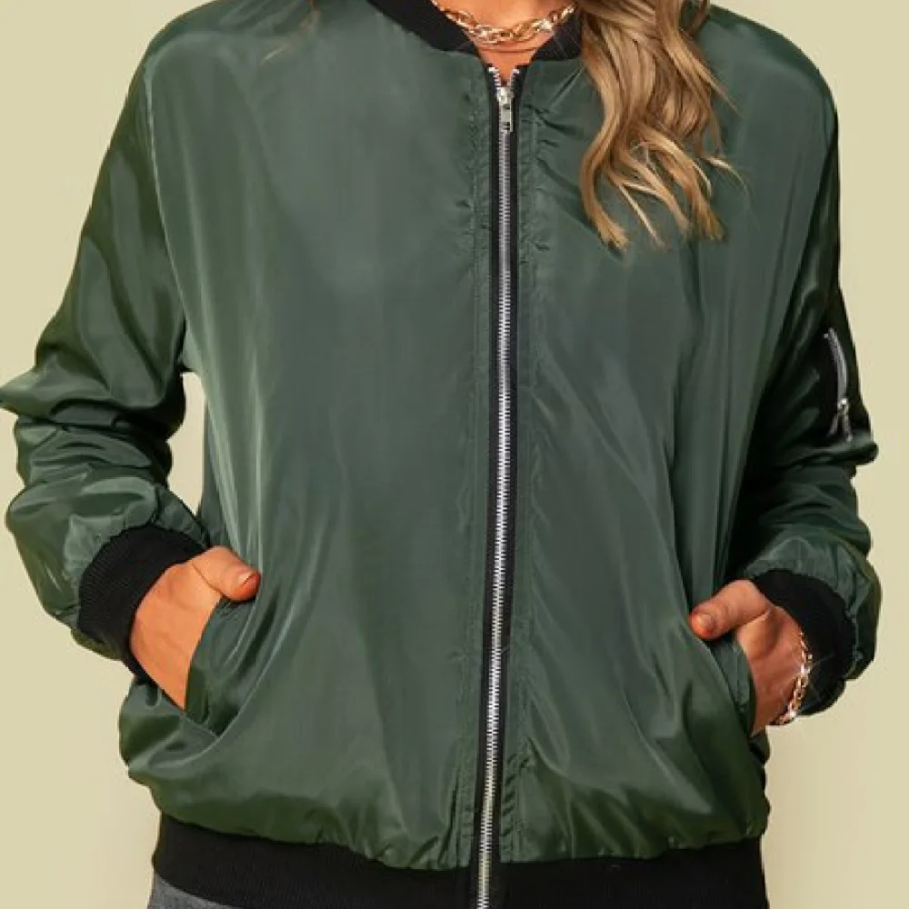 Women Fashion Jacket Solid Color Zip Up Slim Fit Outerwear Minimalist Long Sleeve Elegant Spring Autumn Commuter Coat