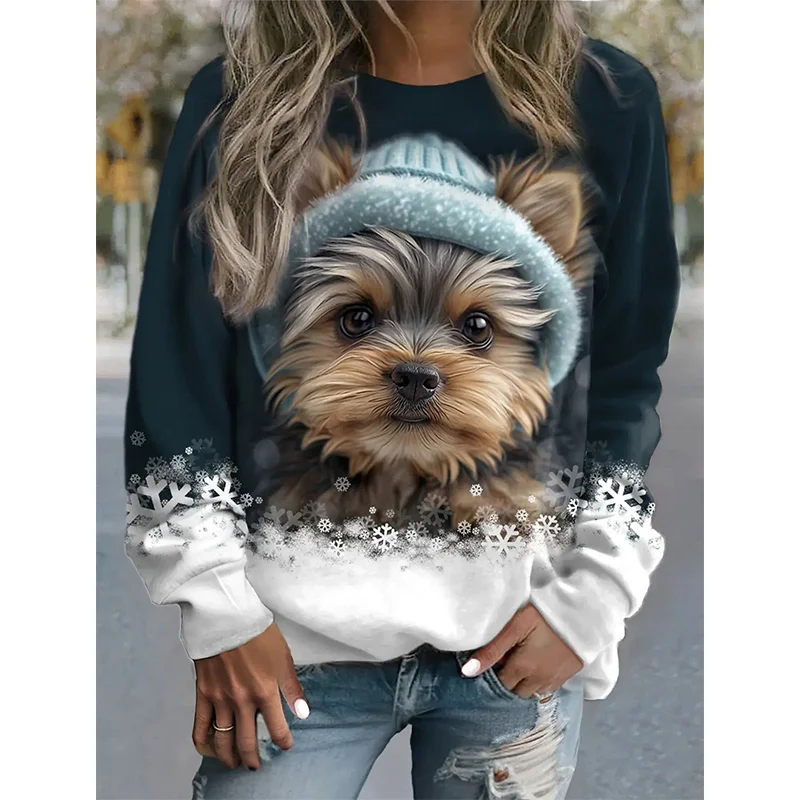 Autunno e inverno 3D simpatici cani animali stampa felpe per le donne divertenti pullover Streetwear Harajuku moda felpa top