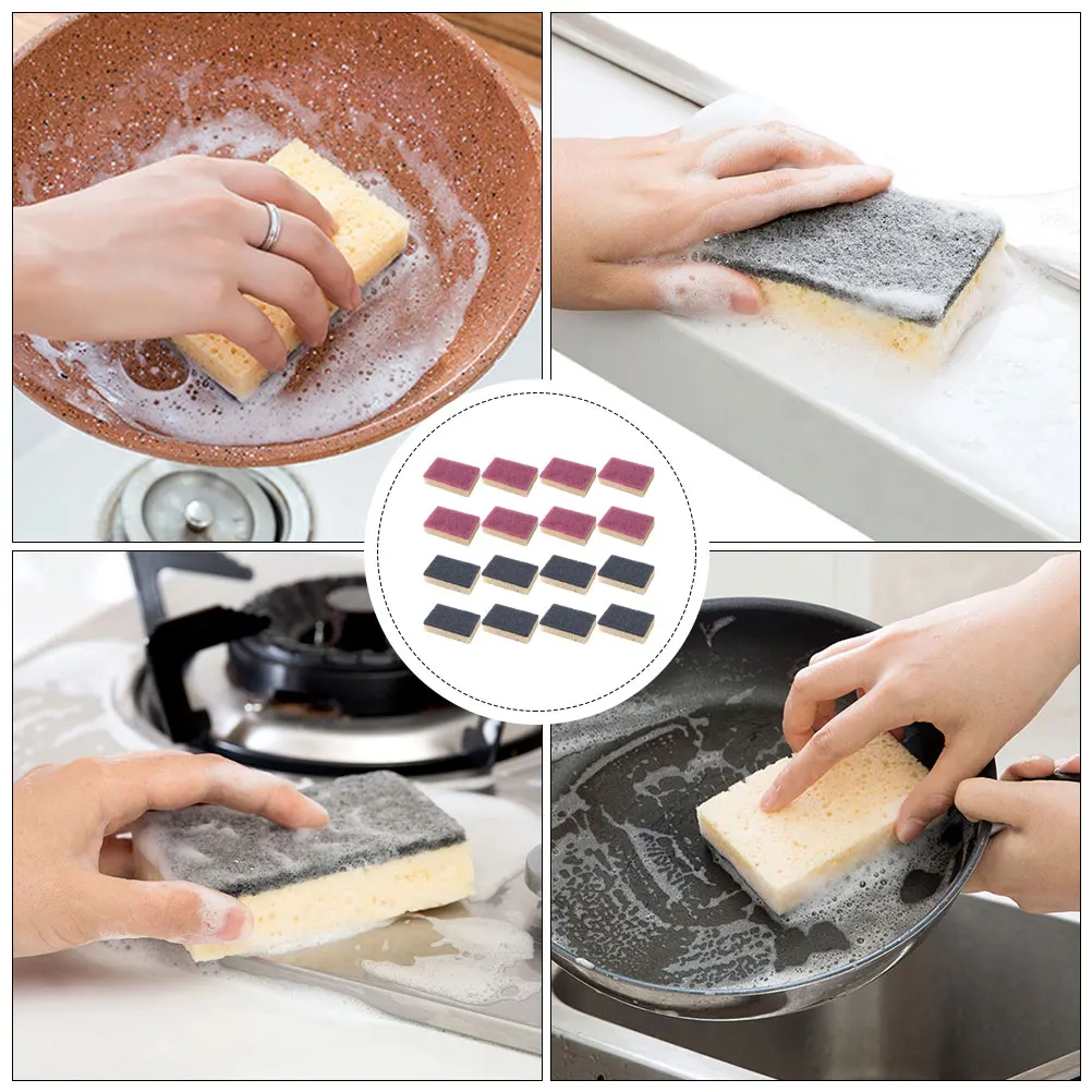 

16pcs Sea Sponge Scrubber Thickened Cleaning Sponge For Dish Washing Bowl Sink Kitchen Accessory Household Dishcloth Scrubbing