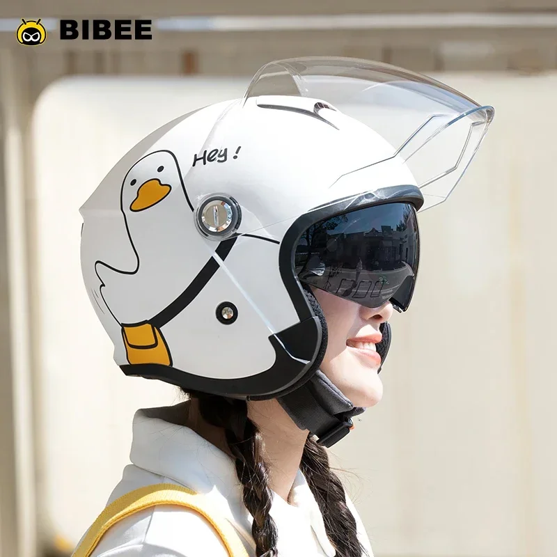 

3C Motorcycle Electric Bike Helmet Men Women Four Seasons Dual Lenses Jet Scooter Half Helmets Motorbike 3/4 Open Face Helmet