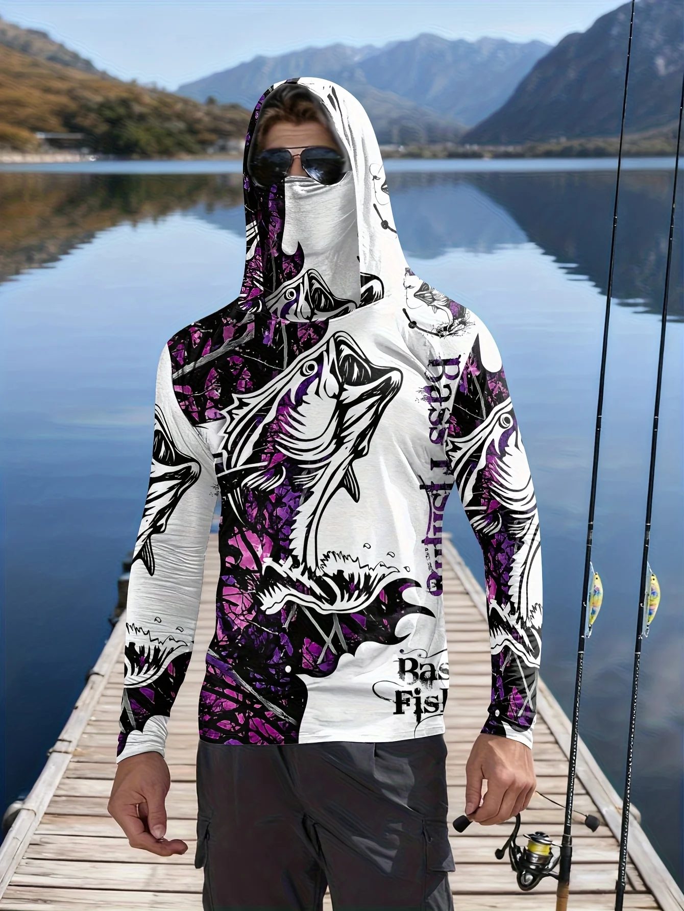Fishing Hooded Sweatshirt for Men Long-Sleeved Sun Protection Shirt Hunting Sport Shirt Sun Protection Fishing Beach Top
