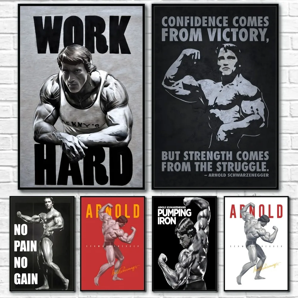 

B-Bodybuilding King-ArnoldS Gym Poster Sticky Wall Art Printing Waterproof Home Living Bed Room Bar Aesthetic Decor