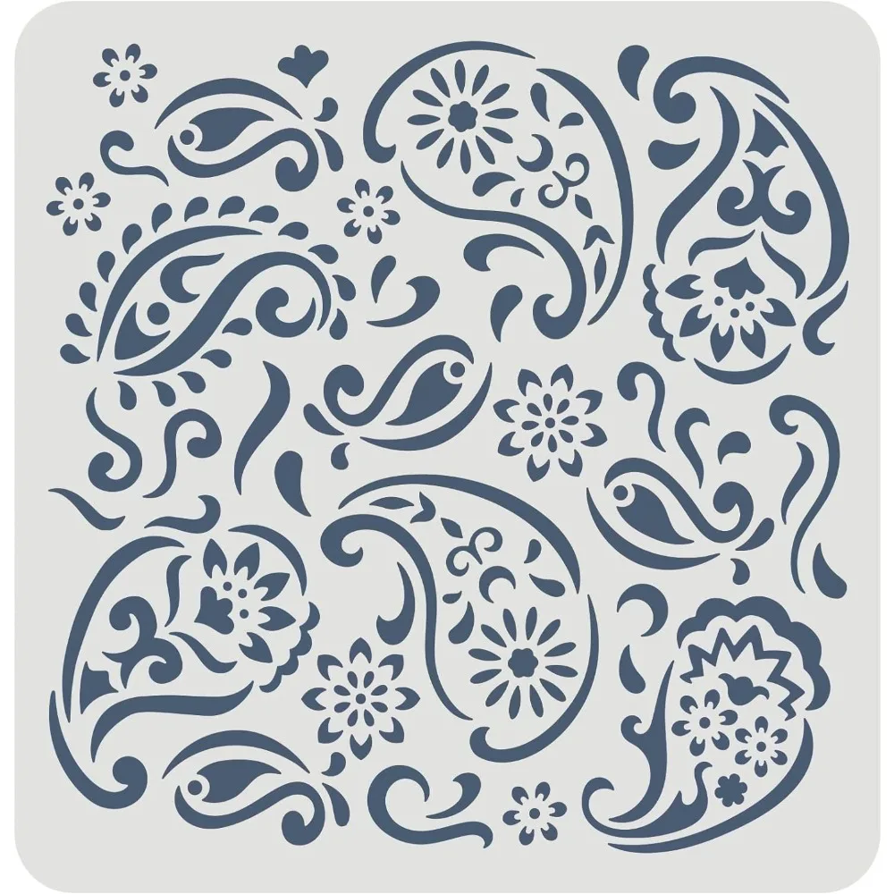 Paisley Stencil 11.8x11.8 inch Mandala Paisley Stencil Template Plastic Paisley Flowers Pattern Stencil Large Reusable Vintage