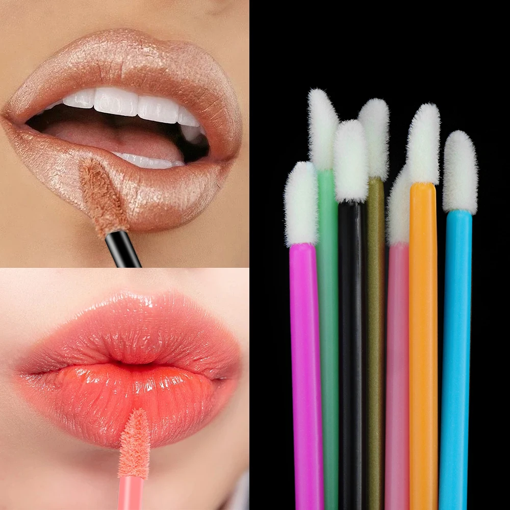 Cepillo de labios desechable para extensiones de pestañas, aplicador de rímel, limpiador de pinceles, lápiz labial, microcepillos, herramientas de maquillaje cosmético, 50 piezas