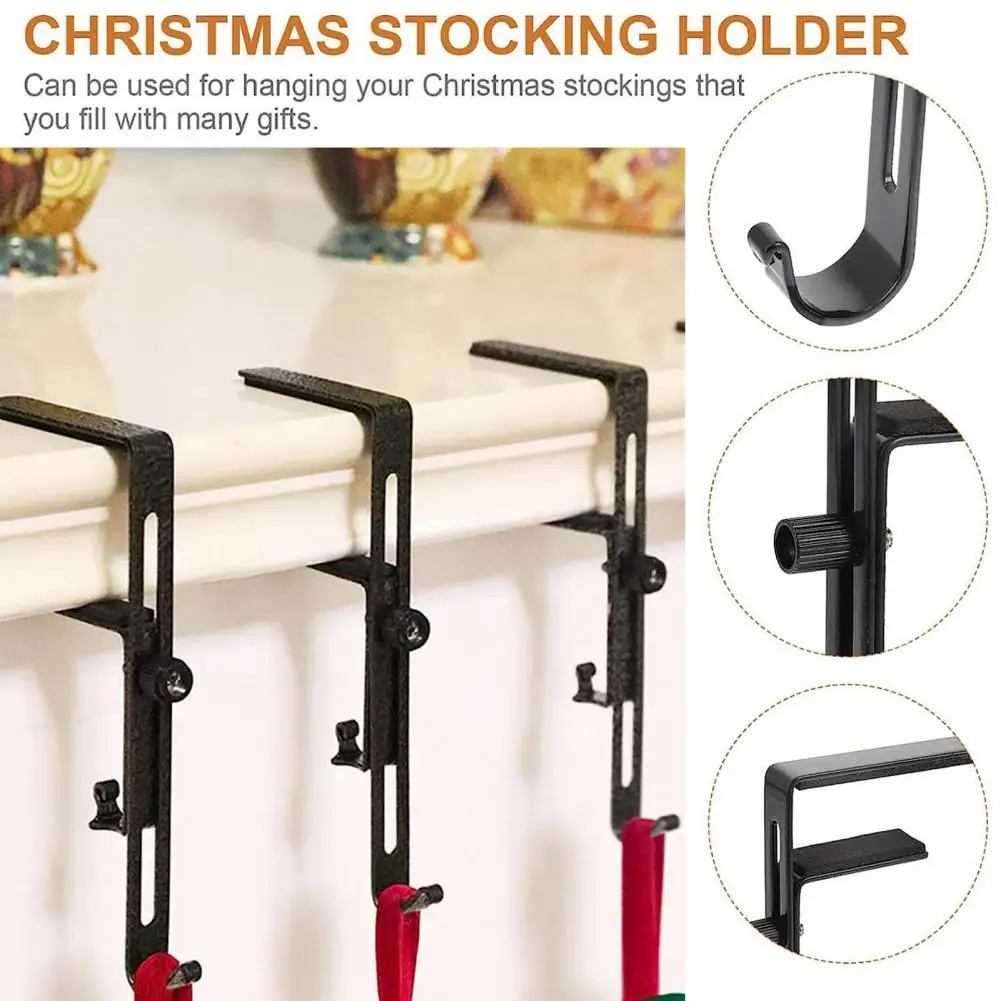 شماعة تخزين للمدفأة المعدنية لعيد الميلاد، مجموعة شماعات إكليل قابلة للتعديل للمدفأة شديدة التحمل #6