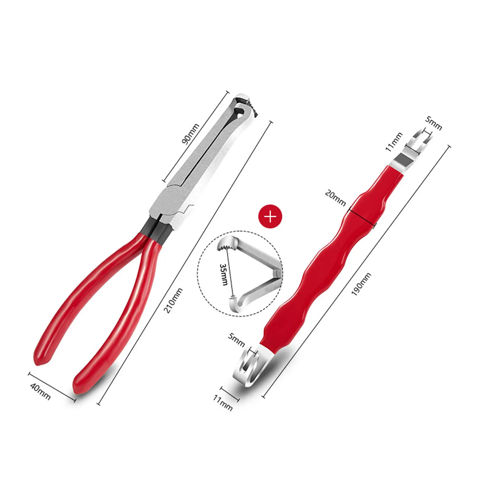 【Car Electrical Disconnect Pliers Set】Connector Separator & Terminal Plug Removal Tool Kit  Red Universal 2Pcs/set