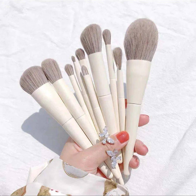 JTFIL 10Pcs Makeup Brush Set Cosmetics Eyeshadow Foundation Cosmetic Powder Blush Blending MakeUp Brushes Beauty Tools For Women