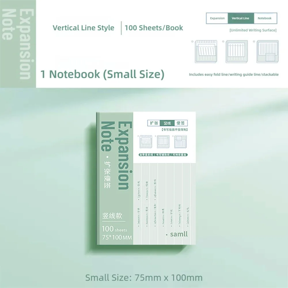 100 Pz/set Semplice Autoadesiva Espansione Note Appiccicose Esstenibili Tearable Memo Pad Etichette Adesive Appiccicose Adesivo Ufficio Scolastico