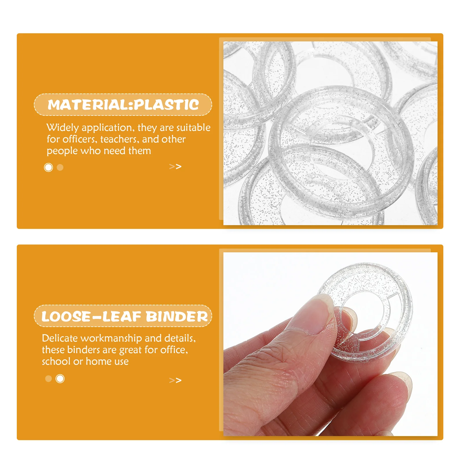 50 Pcs Loose Leaf Binder Discs Planners Binding Tool Glitter Powder Loose-leaf Plastic Tiny Small