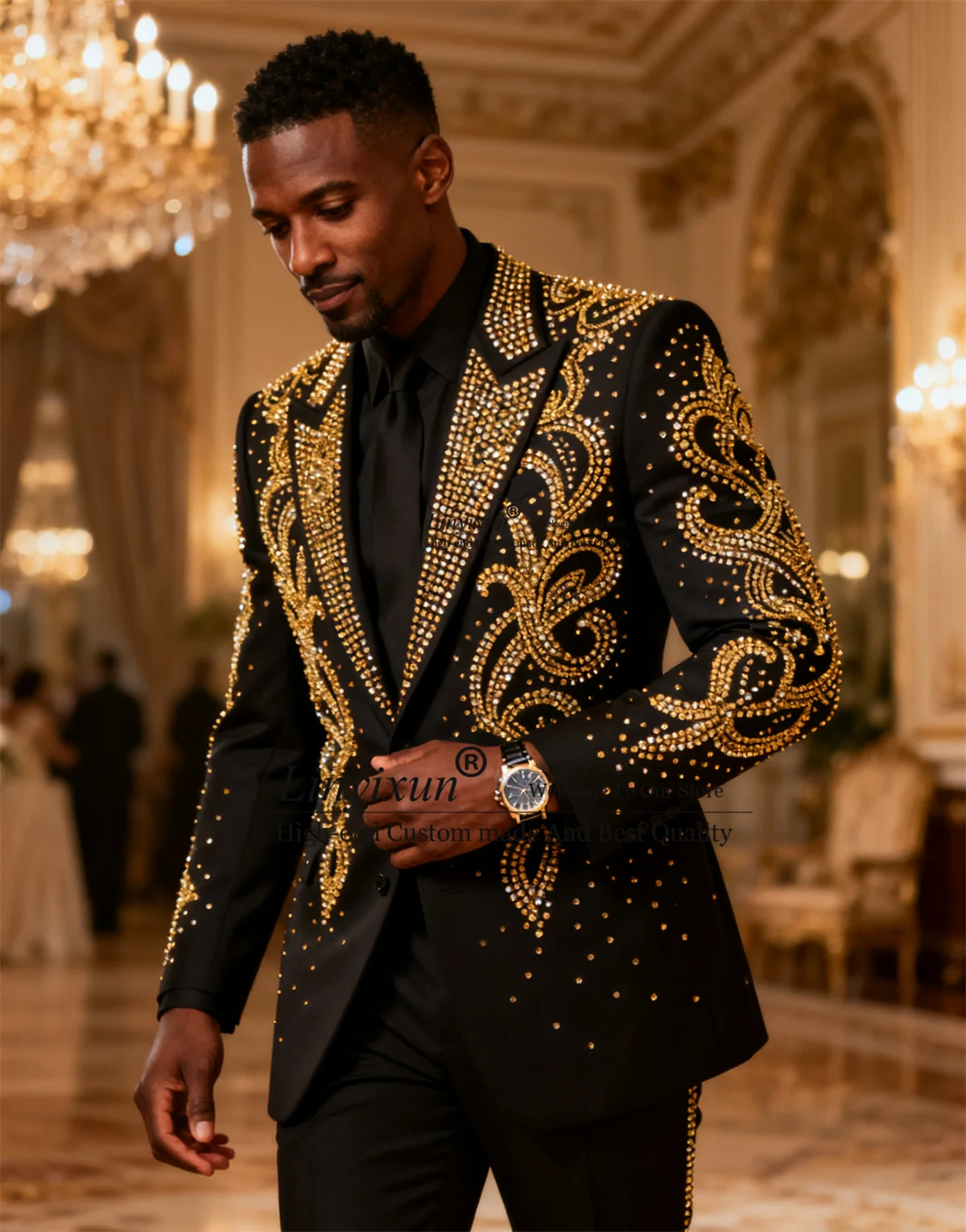 

Мужские костюмы с блестящими кристаллами и стразами, комплекты из 2 предметов, мужские пиджаки для жениха, индивидуальные формальные облегающие свадебные смокинги Ropa hombre