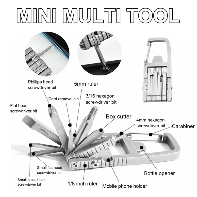 2Pcs Mini Multi Tool, 12 In 1 Mini Folding Multi Function Tool Needle Nose Pliers, Keychain, Bottle Opener, Pocket Size