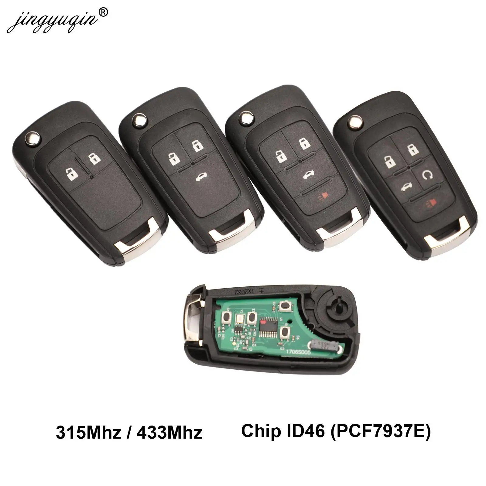 

jingyuqin 2/3/4/5 Buttons Car Remote Key DIY for OPEL/VAUXHALL Astra J Corsa E Insignia Zafira C 2009-2016 315 / 433MHz PCF7937E