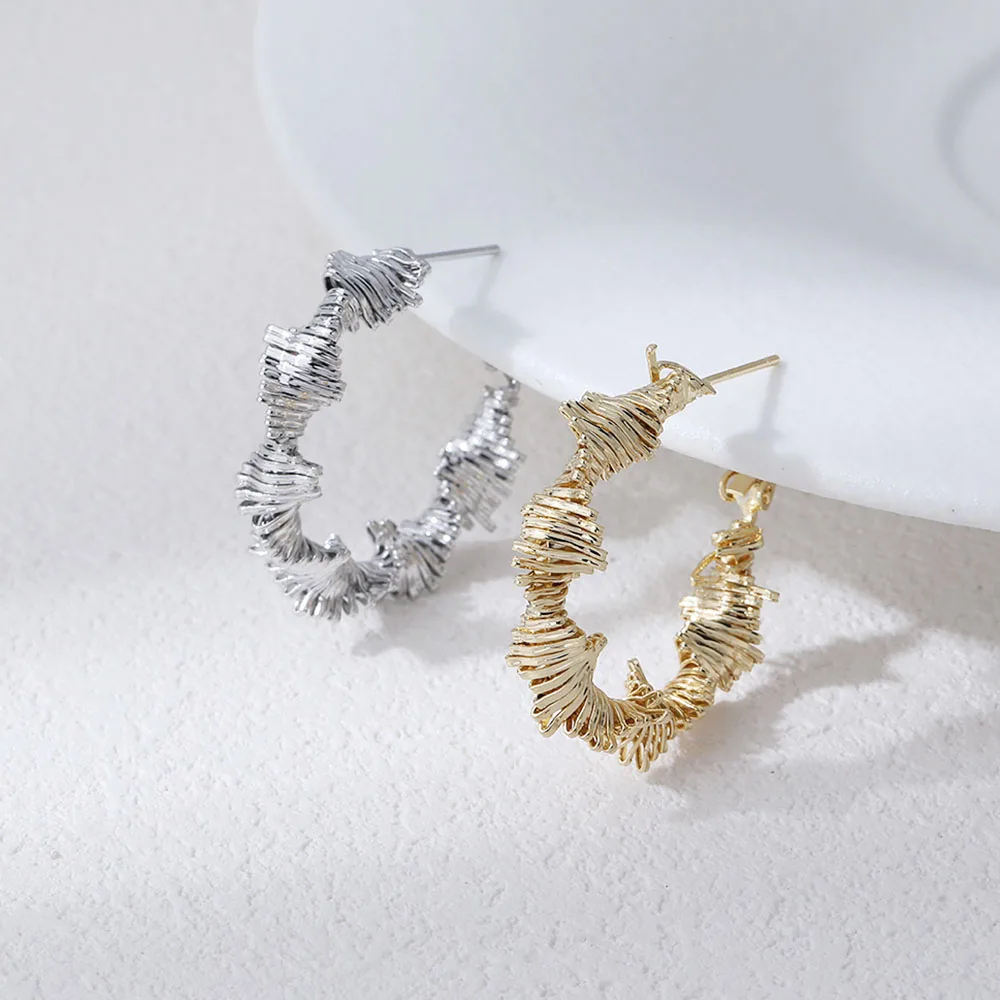 4PCS Dainty Twisted Design Ear Studs for Jewelry Making Earrings DIY Brass 14k Gold Plated Accessories 32mm