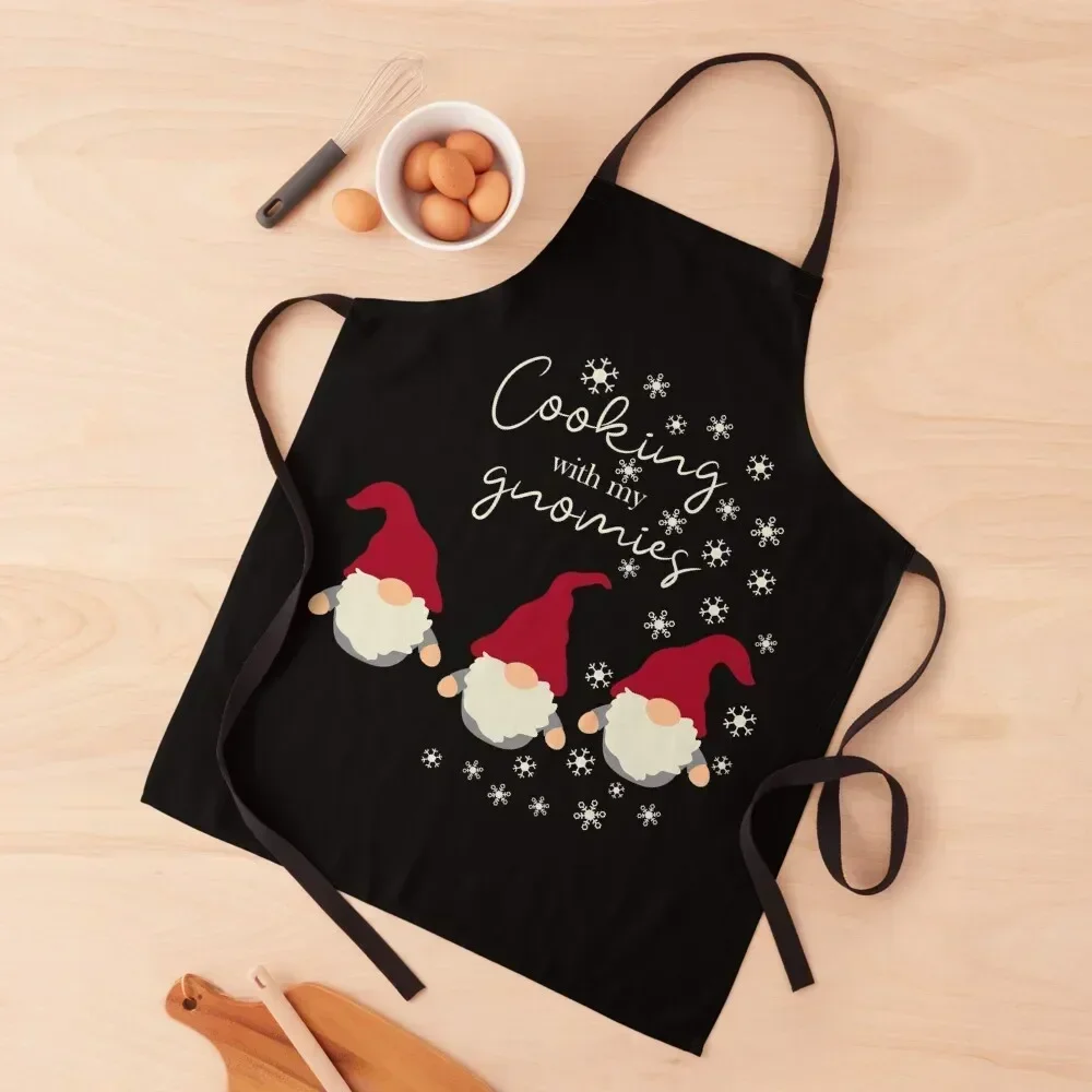 

Cooking with my Gnomies Design Apron For Kitchen Women Utensils For Kitchen men Art Apron