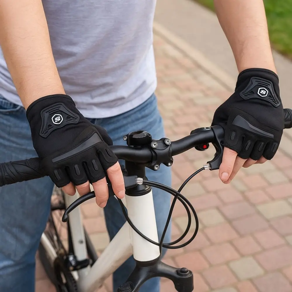 

Comfort Anti Slip Motorcycle Gloves Wear-Resistant Breathable Outdoor Sports Gloves Adjustable Half Finger Gloves Riding