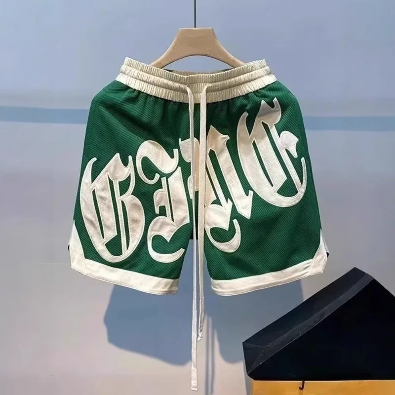 夏のバスケットボールショーツアメリカンストリートスポーツパンツカジュアル紳士服高品質刺繍入りショーツアウトドアファッション2024