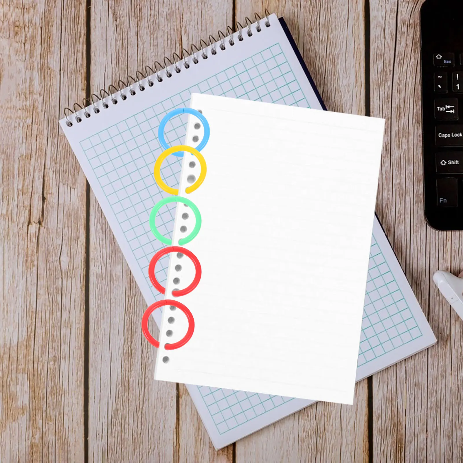 

40 Pcs Colorful Plastic Book Circle Flexible Rings Loose-leaf Binder Binding Diy for Paper