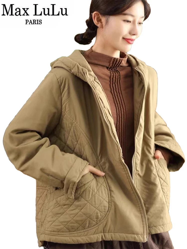 Max LuLu Oversized Womens Winter Padded Jeackets Luxury Vintage Parkas Casual Loose Classic Cotton Warm Thicken Females Coats