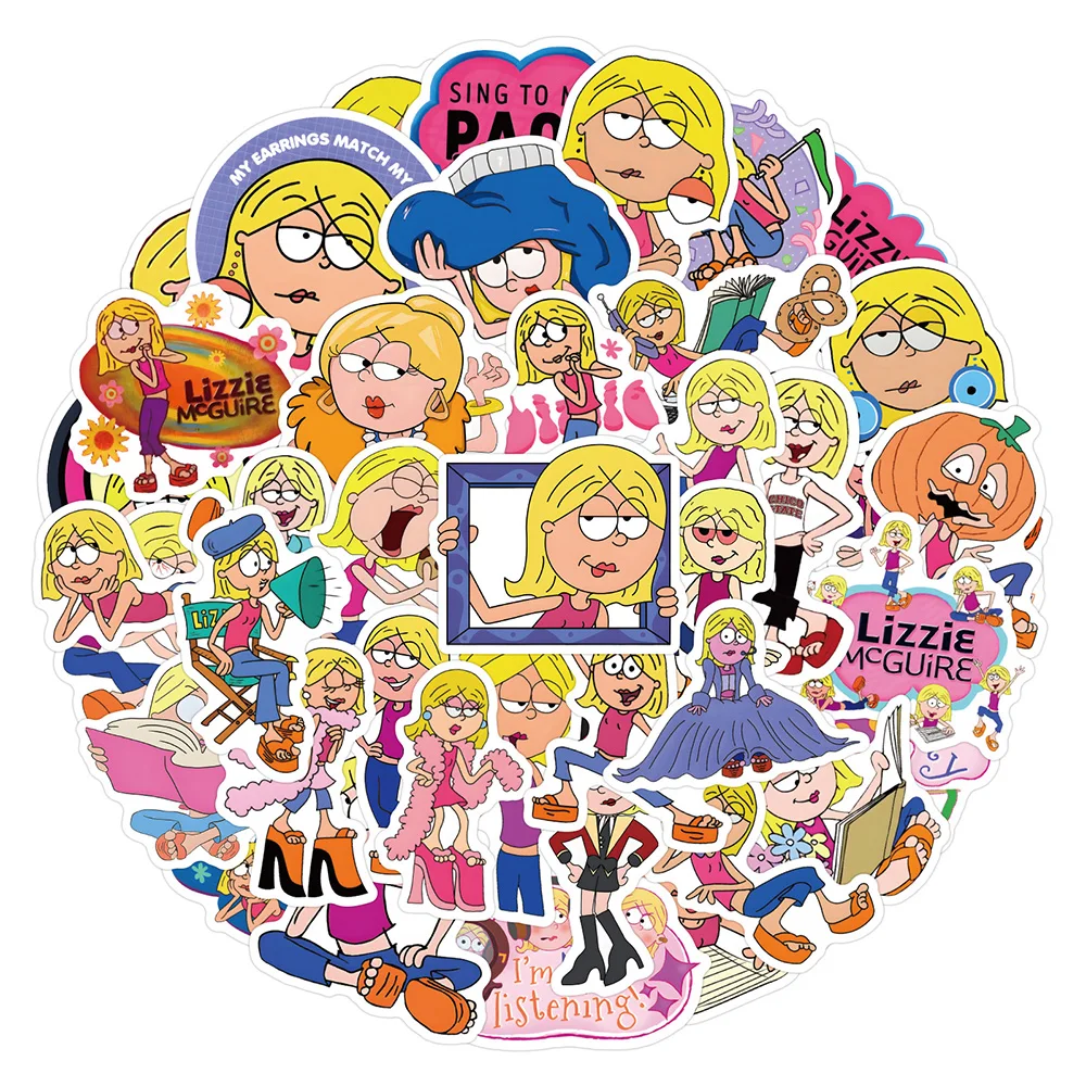 10/30/50 Stuks Disney Grappige Lizzie Mcguire Stickers Anime Schattige Cartoon Pvc Stickers Voor Kinderen Graffiti Telefoon Sticker Leuk Klassiek